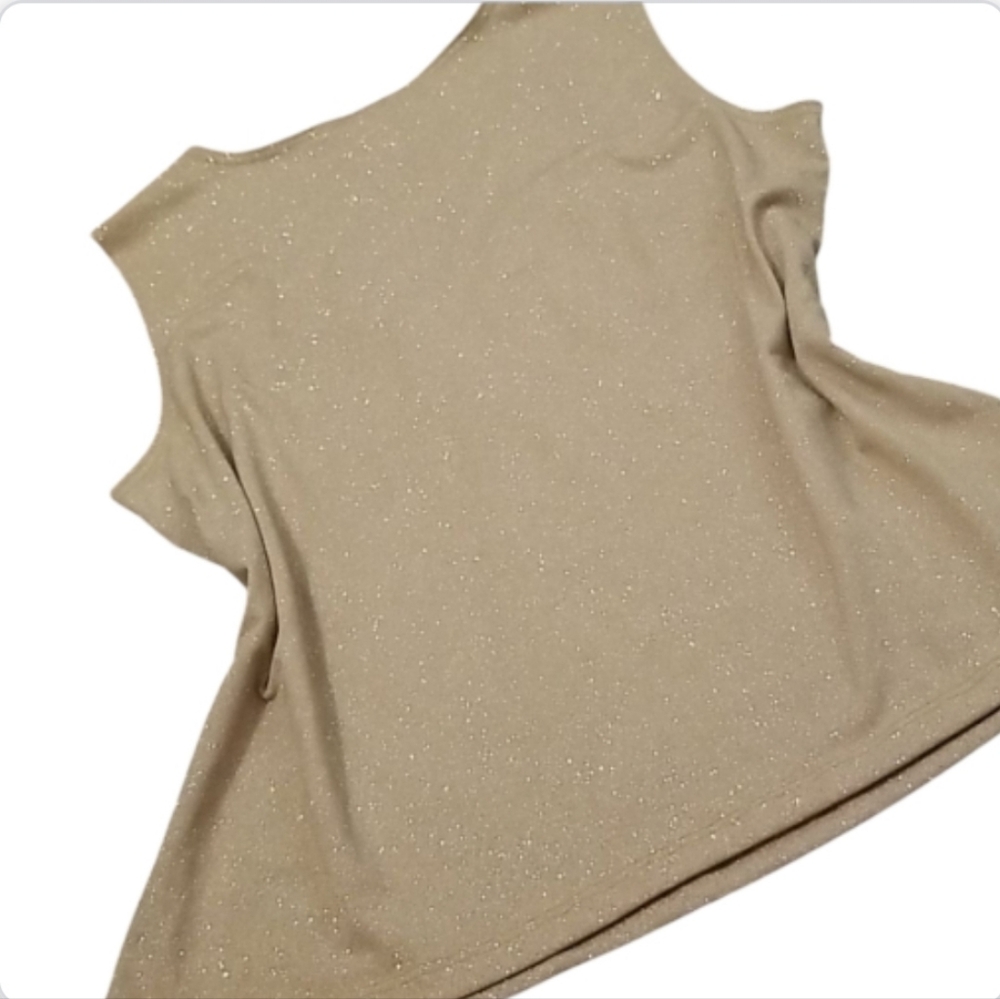 LastChance-Pretty Gold Glitter Sleeveless Tank Top-L - Picture 3 of 4
